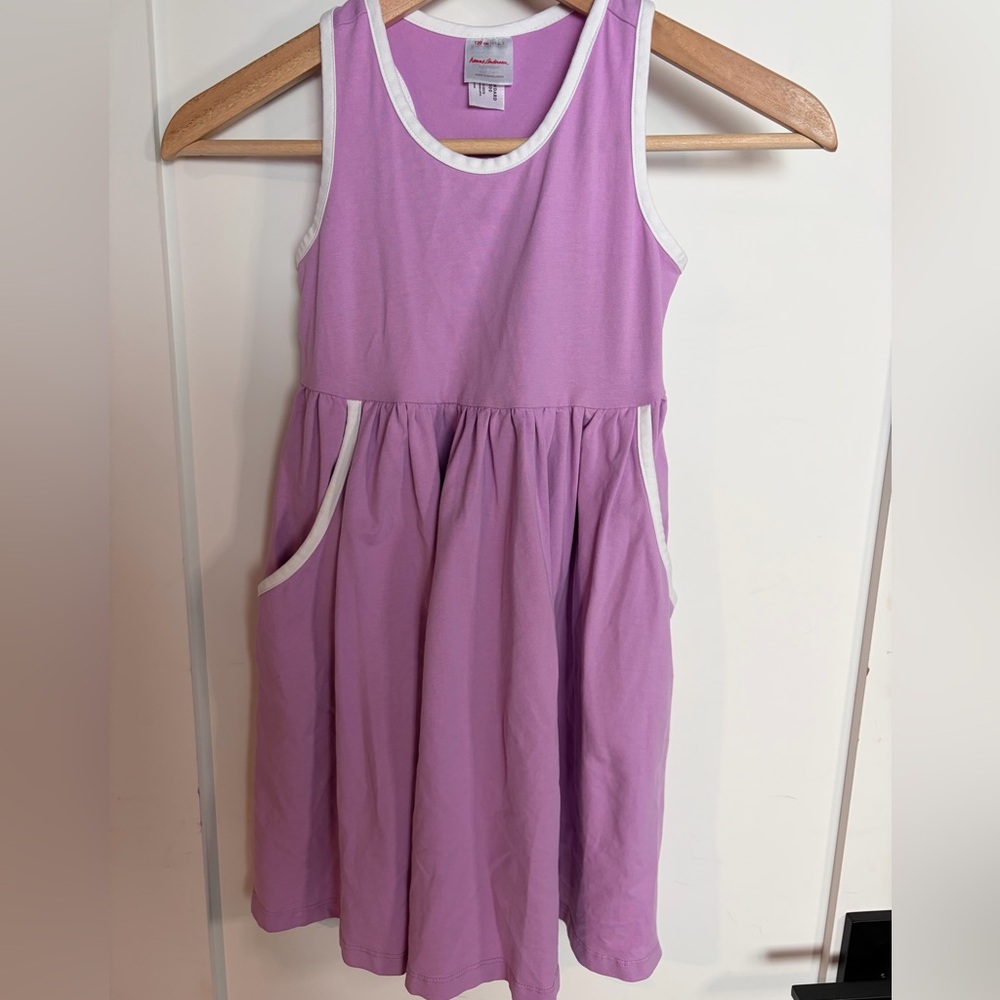 Hanna Andersson Lavender Racerback Skater Dress with White Trim size 6-7